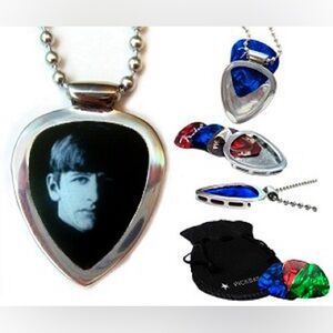 Pickbay Guitar Pick Holder + Ringo Starr Pick Young Beatles Licensed photo NEW